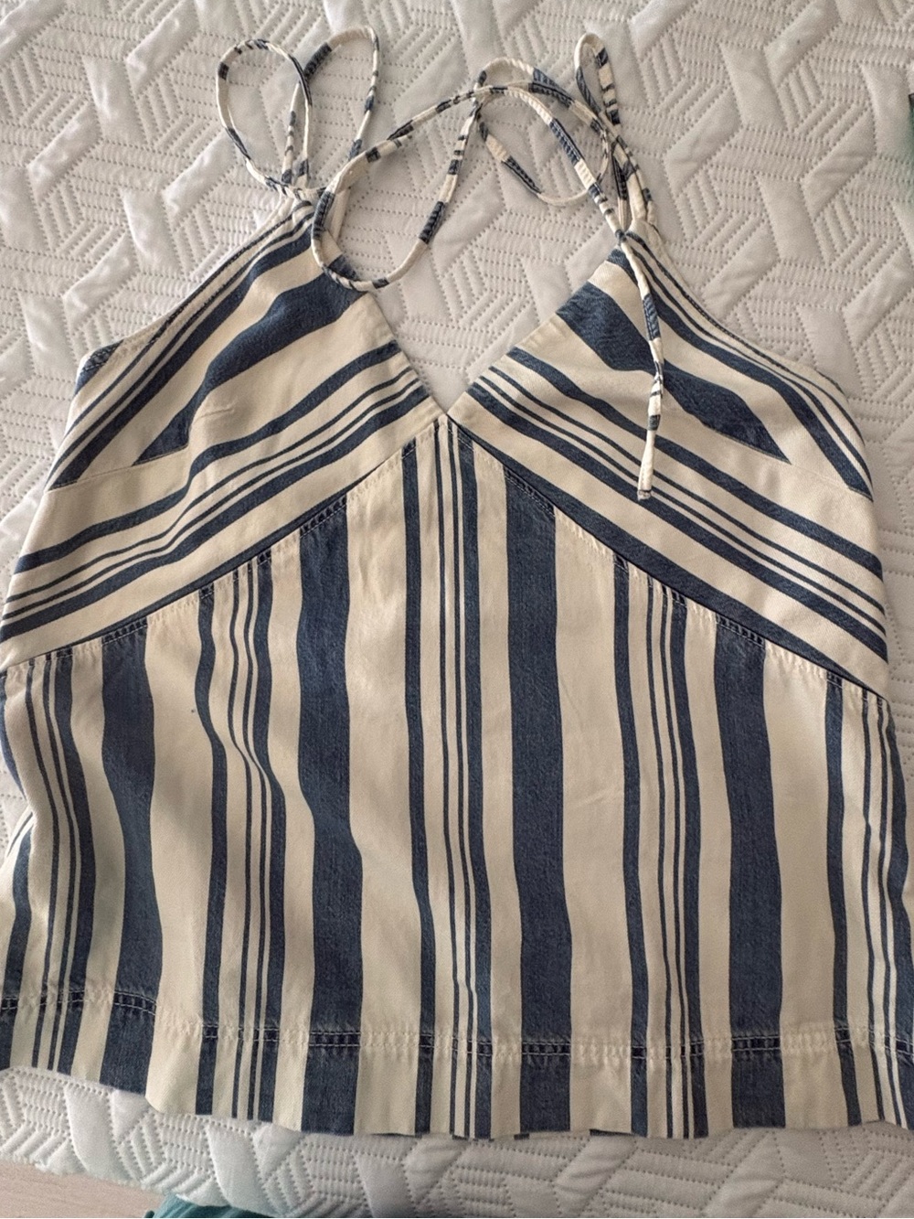 Universal threads striped denim halter